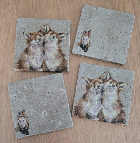 Fox Design Tumbled Marble Coasters